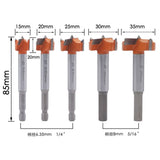 5 PCS / Set Woodworking Hole Opener Hinge Stone Cream Board Wood Take-Hole Door Window With Collar Woodworking Flat Drill Bit, 5 PCS / Set Woodworking Hole Opener