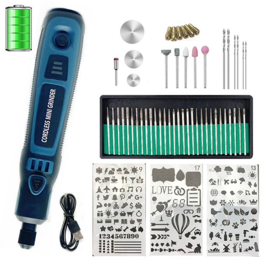55 - in - 1 Rechargable Mini Electric Grinder Kit 3 - speed Adjustable Miniature Electric Drill Manicure Tool, 55 - in - 1 Electric Grinder - laboratorydeal