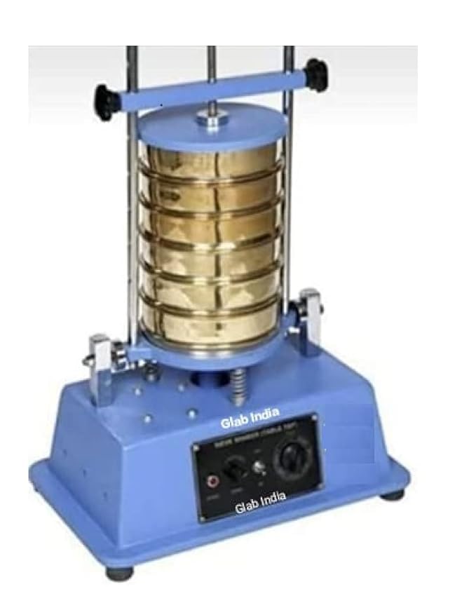 India Table Top Sieve Shaker for Pharma Industries – Includes 6 Brass Sieves & 1 Collection Pan | Laboratory Testing Instrument