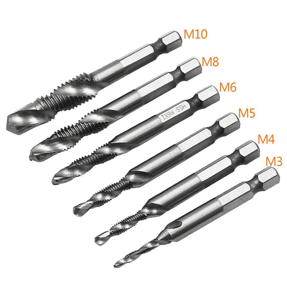6 PCS / Set HSS Multi - Function Integrated Composite Tap Hole Tapping Chamfering, 6 PCS / Set Hole Tapping Chamfering - laboratorydeal