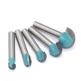 6 Shank Lace Round Cutter Woodworking Relief Milling Cutter, 5 PCS/Set 6-18mm, 4 PCS/Set 16-32mm