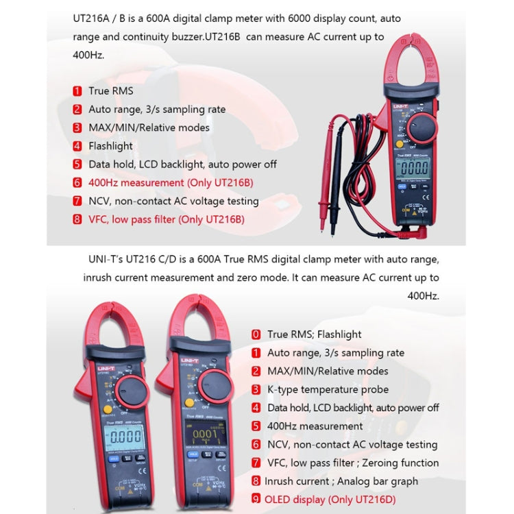 600A Digital Clamp Meter AC DC Voltage Detector, UT216A 600A, UT216B 600A, UT216C 600A laboratorydeal