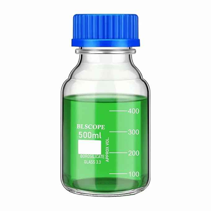 Borosilicate Glass Storage Reagent Bottle | 500ml Pack of 1 for Chemistry, Lab Laboratories Cosmetics Perfume Making Use