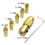 7 PCS/Set Brass 0.5-3mm Small Electric Drill Bit Collet Micro Twist 2.35mm Drill Chuck Set with Wrench, 2.35mm