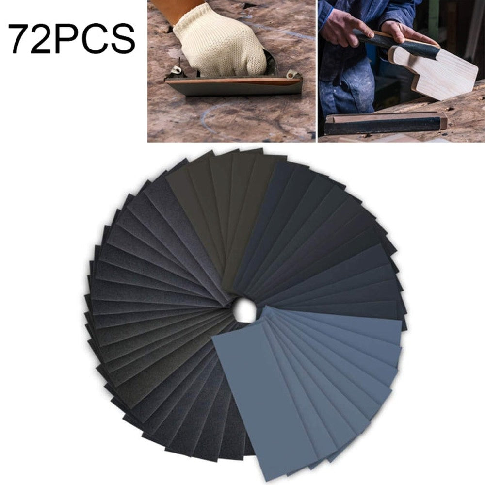 72 PCS LANHU Grit 400-3000 Wet And Dry Polishing Grinding Sandpaper，Size: 22.9 x 9.1cm, 72 PCS