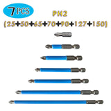 7PCS/set PH2 Strong Magnetic Hand Drill Screwdriver Mouth Anti-Slip Screwdriver Bit, 7PCS/set PH2, 6PCS/set 25mm, 7PCS/set 50mm, 12 PCS/set 50mm