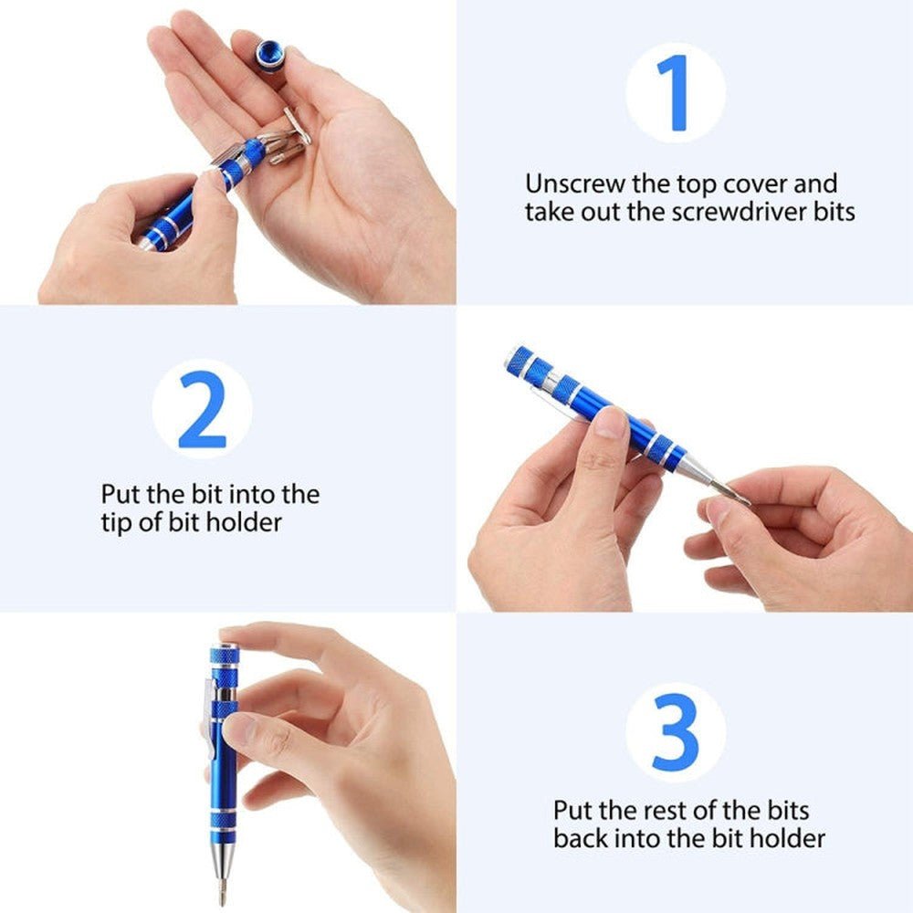 8 In 1 Multifunctional Mini Aluminum Tool Pen Screwdriver Set - laboratorydeal
