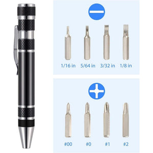 8 In 1 Multifunctional Mini Aluminum Tool Pen Screwdriver Set - laboratorydeal