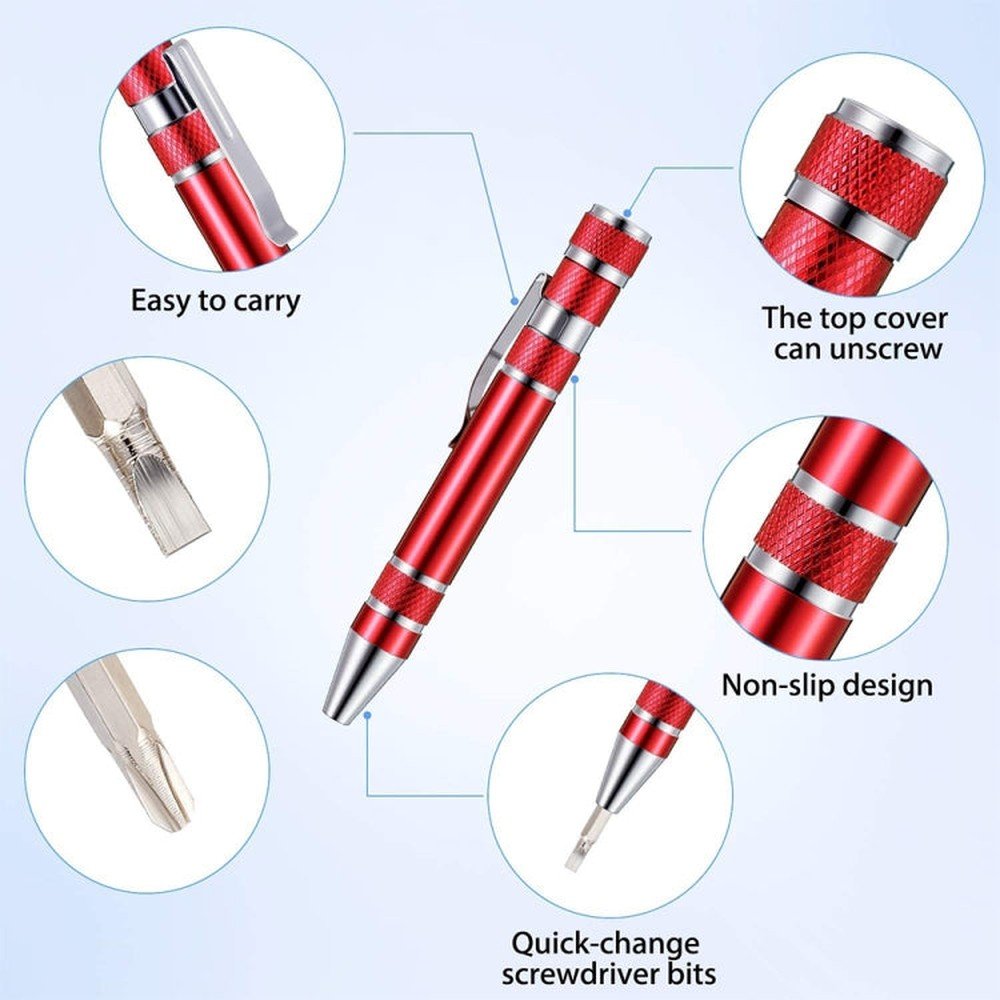 8 In 1 Multifunctional Mini Aluminum Tool Pen Screwdriver Set - laboratorydeal