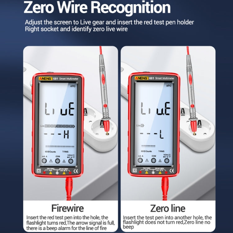 ANENG 681 LCD Digital Display Screen Smart Automatic Range Rechargeable Multimeter, 681 Red, 681 Black laboratorydeal