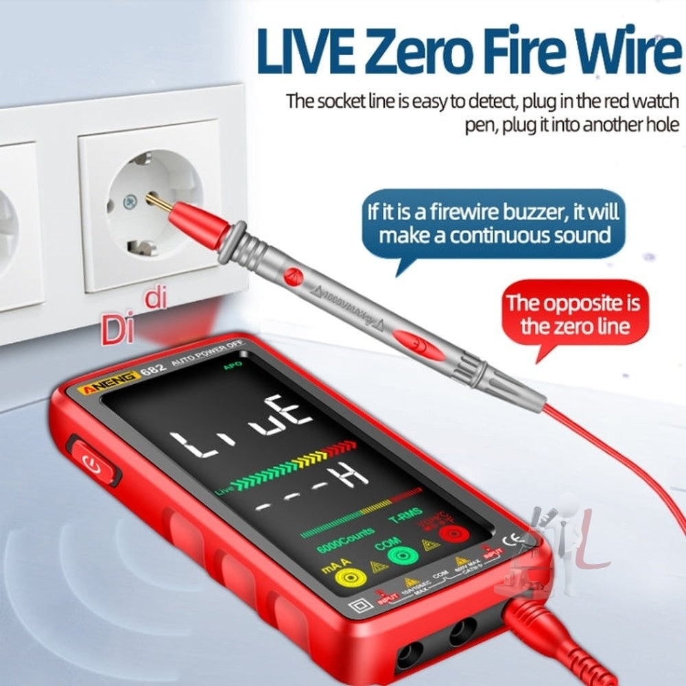 ANENG 682 Smart VA Reverse Display Automatic Range Rechargeable Multimeter, 682 Red, 682 Black
