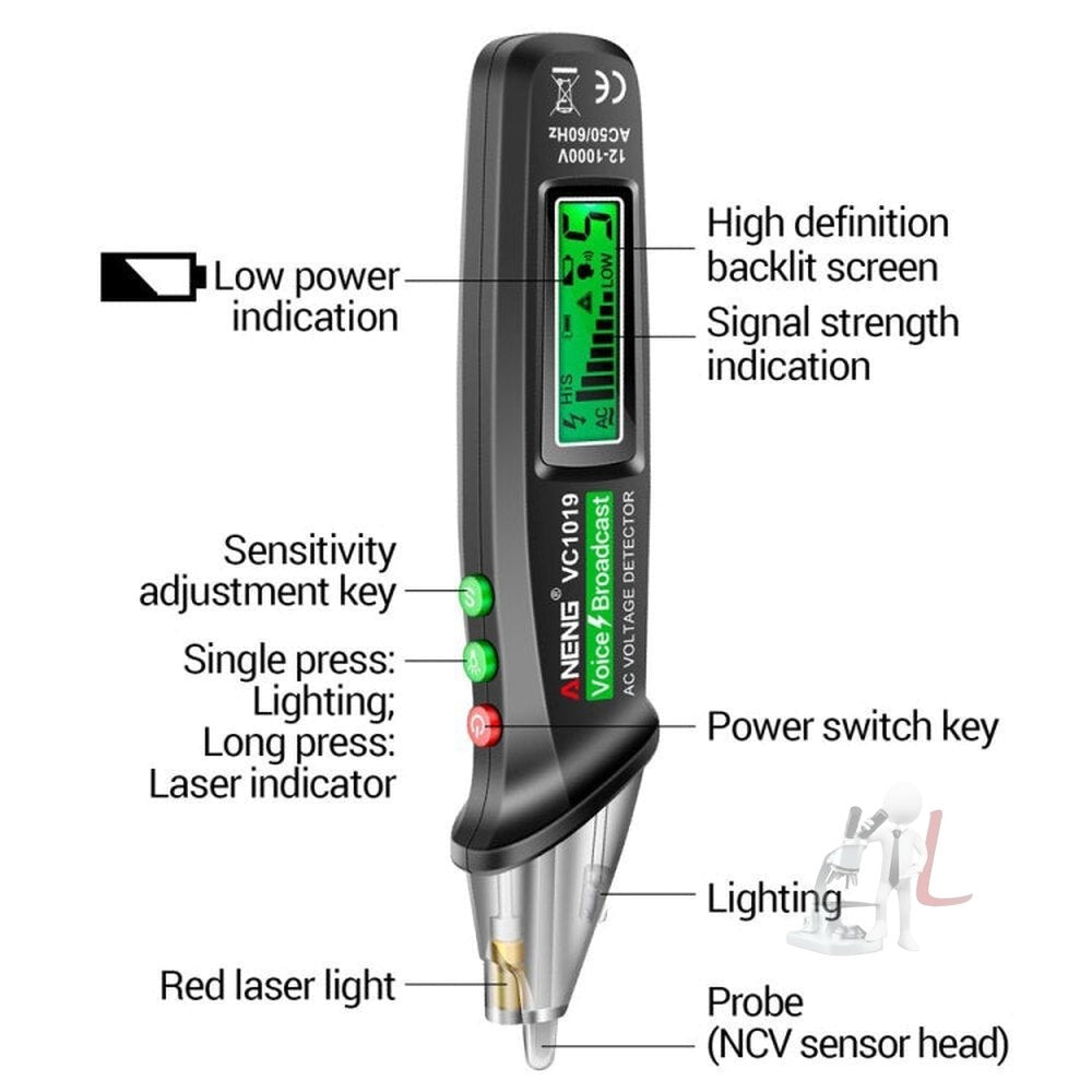 ANENG VC1019 Non-Contact Induction Electric Pen High-Precision Line Detection Breakpoint Voice Test Pen, VC1019