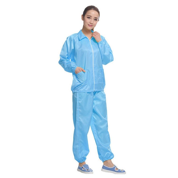 Anti Static Split Lapel Dustless Clothing Food Protection Stripe Clean Clothes, S, M, L, XL, XXL, XXXL - laboratorydeal