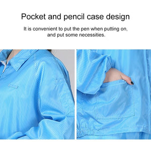 Anti Static Split Lapel Dustless Clothing Food Protection Stripe Clean Clothes, S, M, L, XL, XXL, XXXL - laboratorydeal