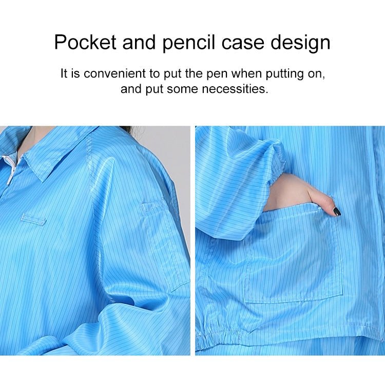 Anti Static Split Lapel Dustless Clothing Food Protection Stripe Clean Clothes, S, M, L, XL, XXL, XXXL - laboratorydeal