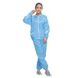 Anti Static Split Lapel Dustless Clothing Food Protection Stripe Clean Clothes, S, M, L, XL, XXL, XXXL - laboratorydeal