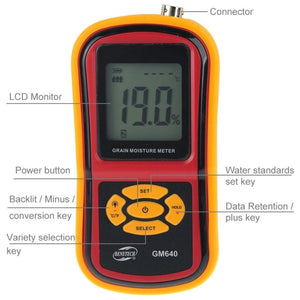 BENETECH GM640 High Quality Digital Grain Moisture Meter with LCD Display