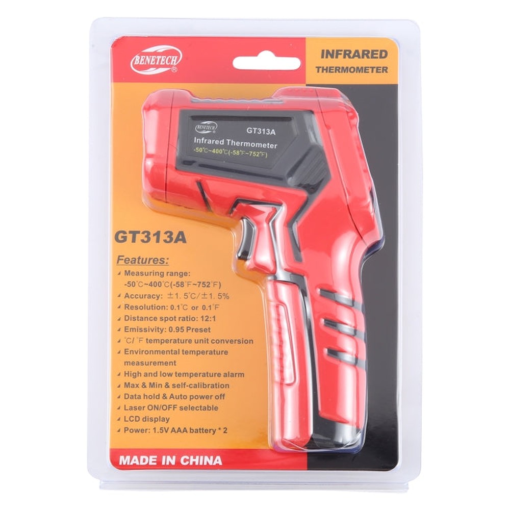 BENETECH GT313A LCD Display Infrared Thermometer, Battery Not Included, GT313A