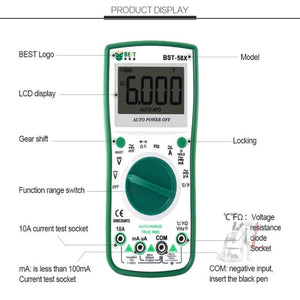 BEST BST-58X Multi-function Digital Multimeter Automatic Range Four Position Semi Backlight Display Intelligent Anti Burning