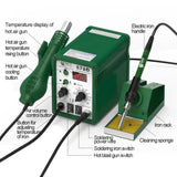 BEST BST-878D 2 in 1 AC 220V 700W LED Displayer Helical Wind Adjustable Temperature Unleaded Hot Air Gun + Solder Station & Soldering Iron, BST-878D EU Plug, BST-878D US Plug