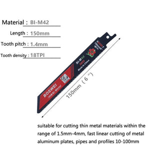 BOSWEI Hardcore Reciprocating Saw Strip Fine Teeth Saber Saw Blade Metal Plastic Wood Bimetal Curve Saw Blade, S922EF, S1122BF, S1122EF, S1222BF, S1222EF - laboratorydeal