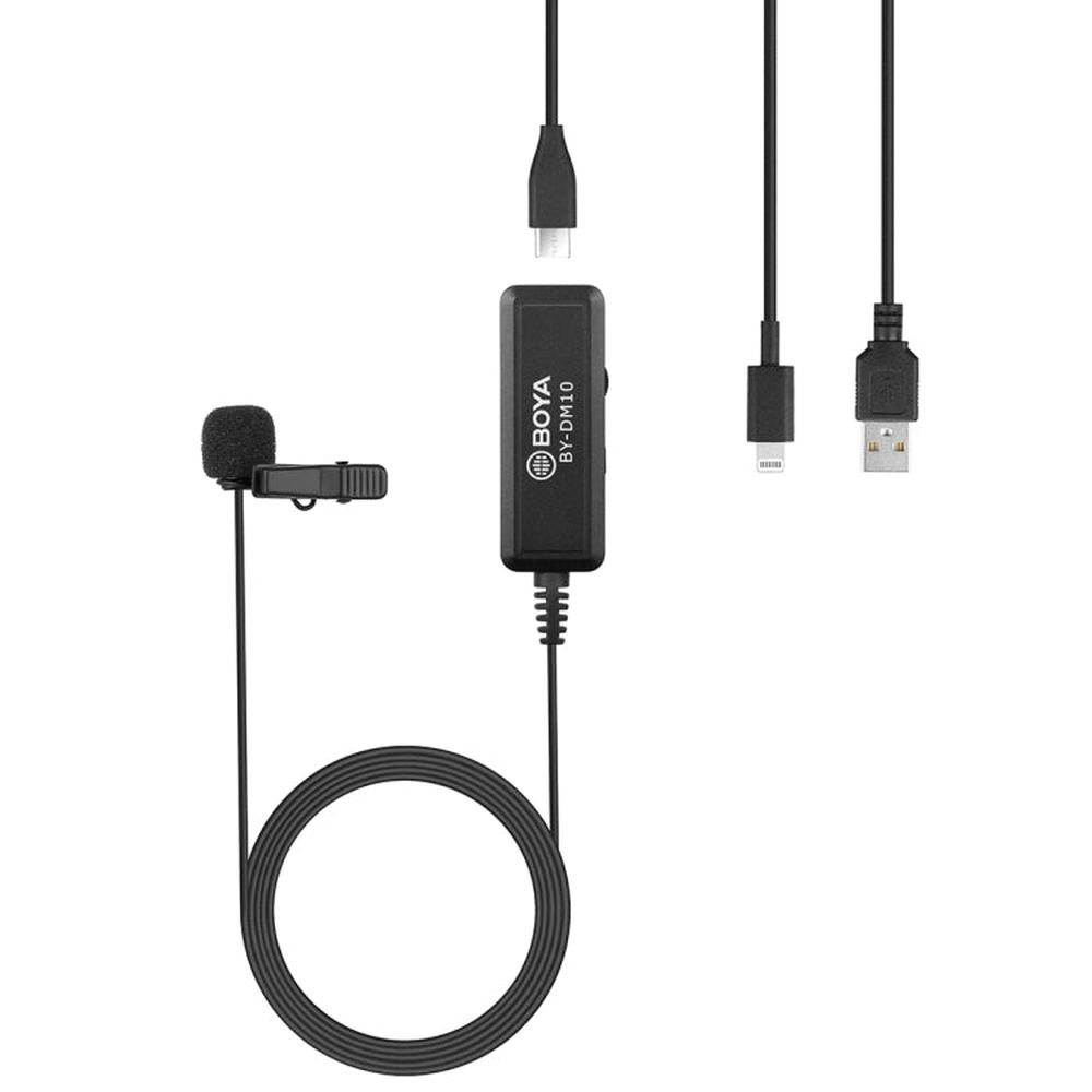 BOYA BY - DM10 USB / 8 Pin Plug Broadcast Lavalier Microphone with Windscreen, Cable Length: 6m - laboratorydeal