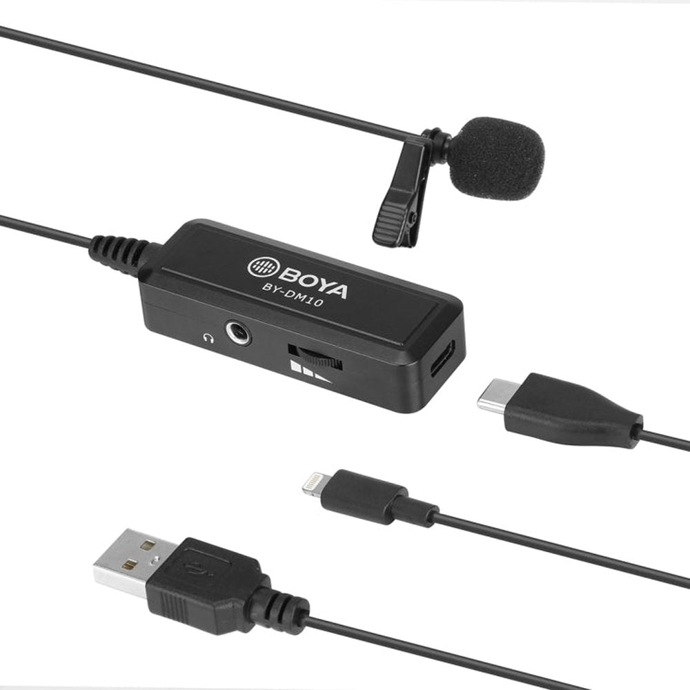 BOYA BY - DM10 USB / 8 Pin Plug Broadcast Lavalier Microphone with Windscreen, Cable Length: 6m - laboratorydeal