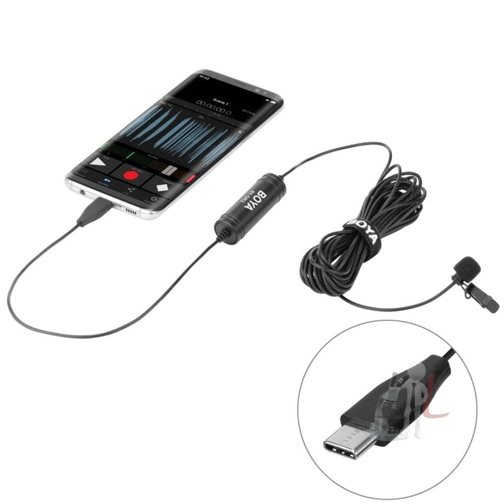 BOYA BY - DM2 USB - C / Type - C Broadcast Lavalier Condenser Microphone with Windscreen for Android Phones / Tablets, BY - DM2 - laboratorydeal