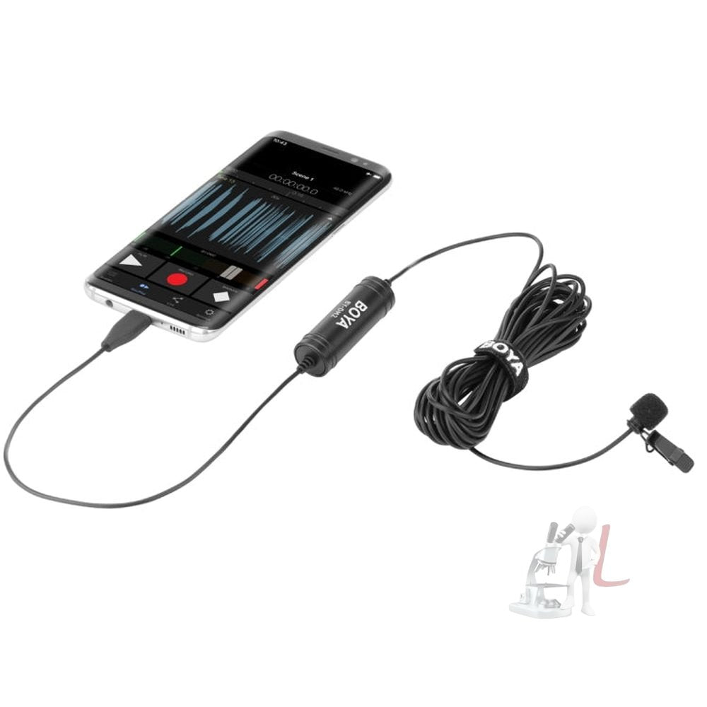 BOYA BY - DM2 USB - C / Type - C Broadcast Lavalier Condenser Microphone with Windscreen for Android Phones / Tablets, BY - DM2 - laboratorydeal