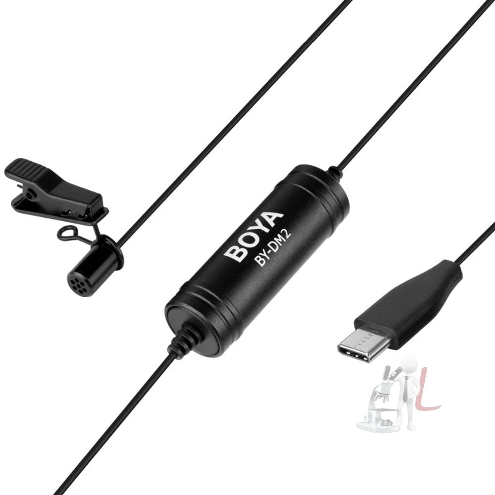 BOYA BY - DM2 USB - C / Type - C Broadcast Lavalier Condenser Microphone with Windscreen for Android Phones / Tablets, BY - DM2 - laboratorydeal