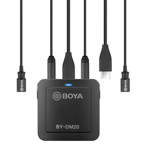 BOYA BY - DM20 Dual - Channel Recording Lavalier Microphone for iPhone / Android(Type - C) / Laptop - laboratorydeal