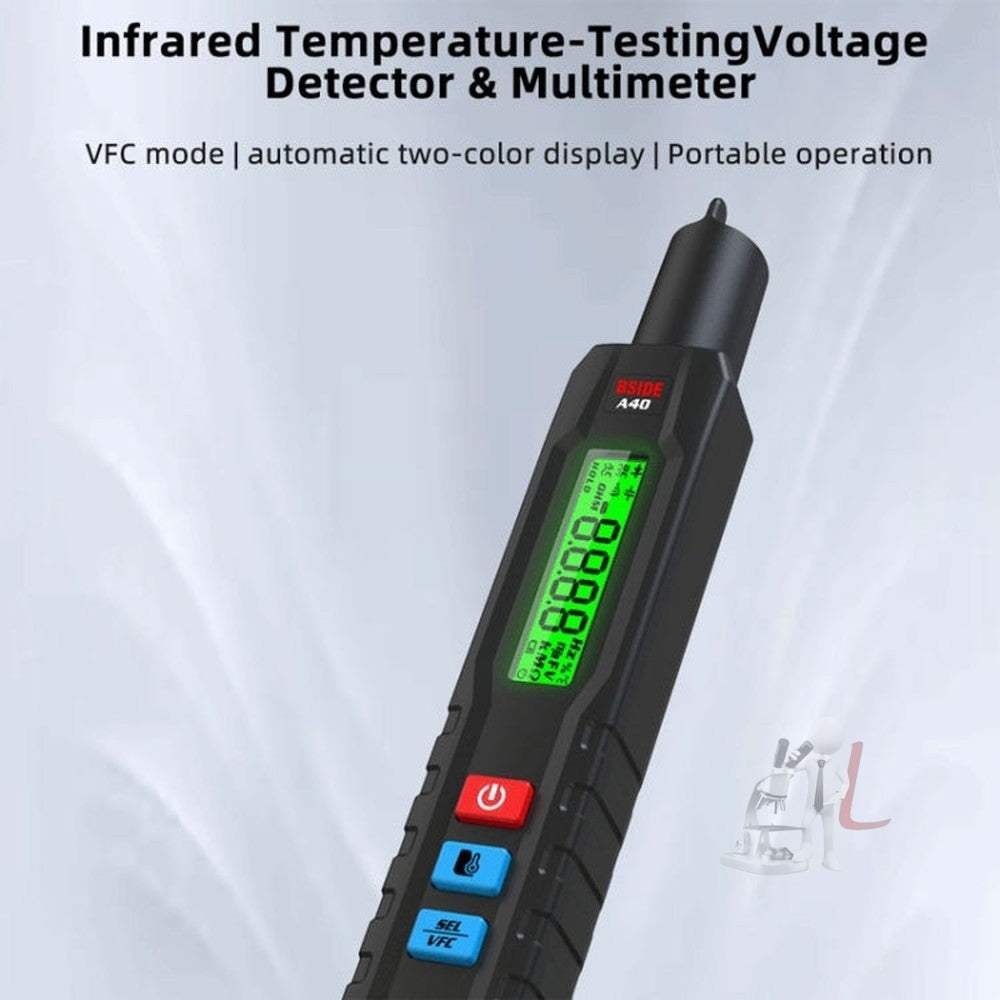 BSIDE A40 Infrared Thermometer Electric Pen Type Intelligent Multimeter VFC Inverter Voltage Tester, A40