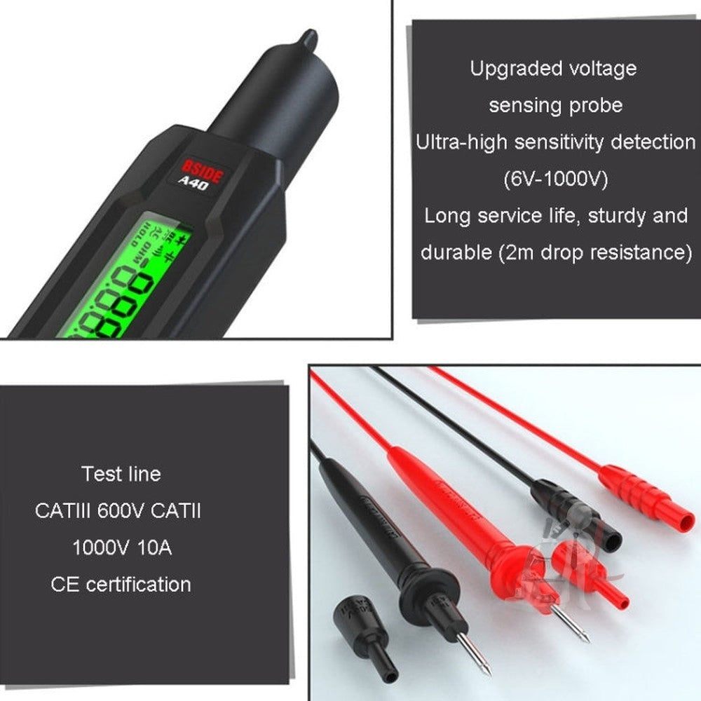 BSIDE A40 Infrared Thermometer Electric Pen Type Intelligent Multimeter VFC Inverter Voltage Tester, A40
