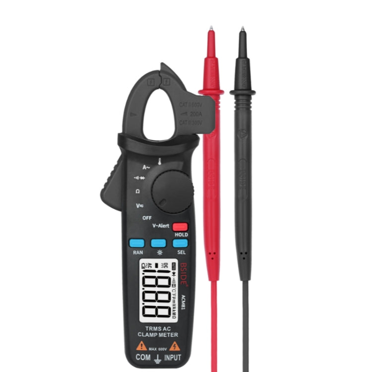 BSIDE ACM81 Digital Clamp Meter Auto-Rang 1mA Accuracy 200A Current DC AC Multimeter, ACM81 Black laboratorydeal