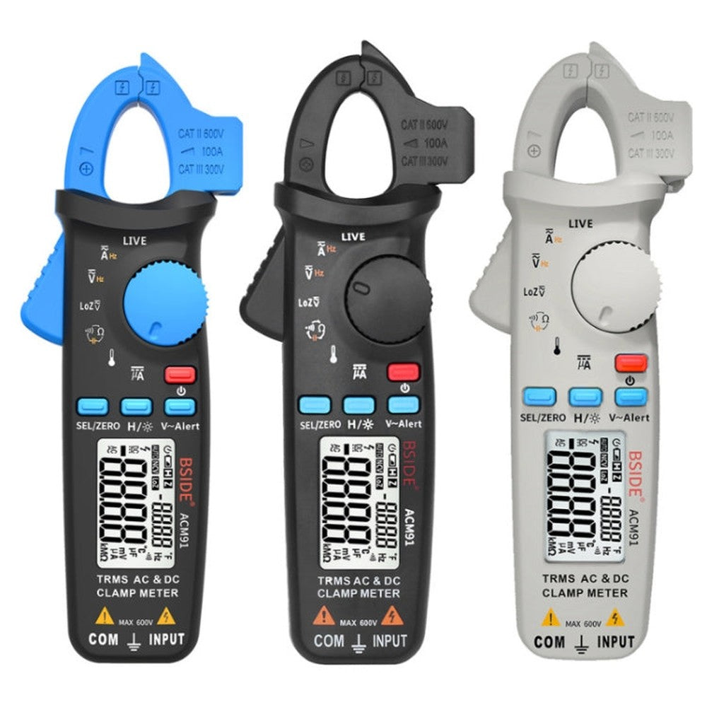 BSIDE ACM91 Digital Clamp Meter AC/DC Current 1mA True RMS Auto Range  Capacitor Tester Multimeter, ACM91 Blue, ACM91 Black, ACM91 Grey