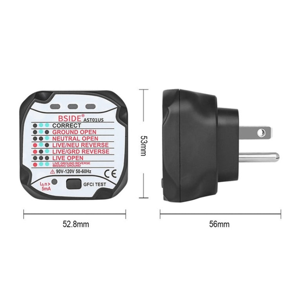 BSIDE AST01 Plug Power Tester Electrical Socket Detector, US Plug, EU Plug, UK Plug