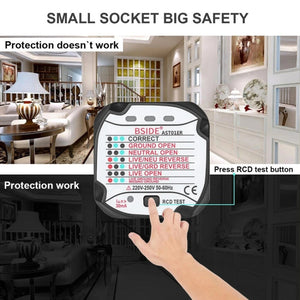 BSIDE AST01 Plug Power Tester Electrical Socket Detector, US Plug, EU Plug, UK Plug