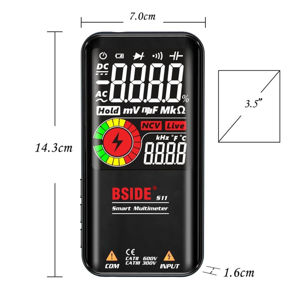 BSIDE Digital Multimeter 9999 Counts LCD Color Display DC AC Voltage Capacitance Diode Meter, S10 Dry Battery Version (Black), S10 Dry Battery Version (Red), S11 Recharge Version (Black), S11 Recharge Version (Red)