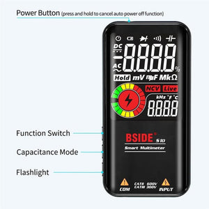 BSIDE Digital Multimeter 9999 Counts LCD Color Display DC AC Voltage Capacitance Diode Meter, S10 Dry Battery Version (Black), S10 Dry Battery Version (Red), S11 Recharge Version (Black), S11 Recharge Version (Red)