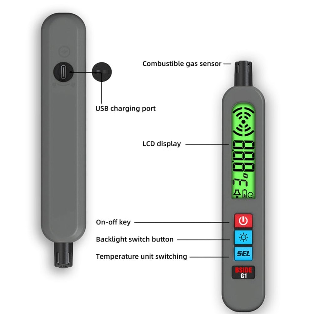 BSIDE G1 Portable Rechargeable Combustible Gas Detector, G1