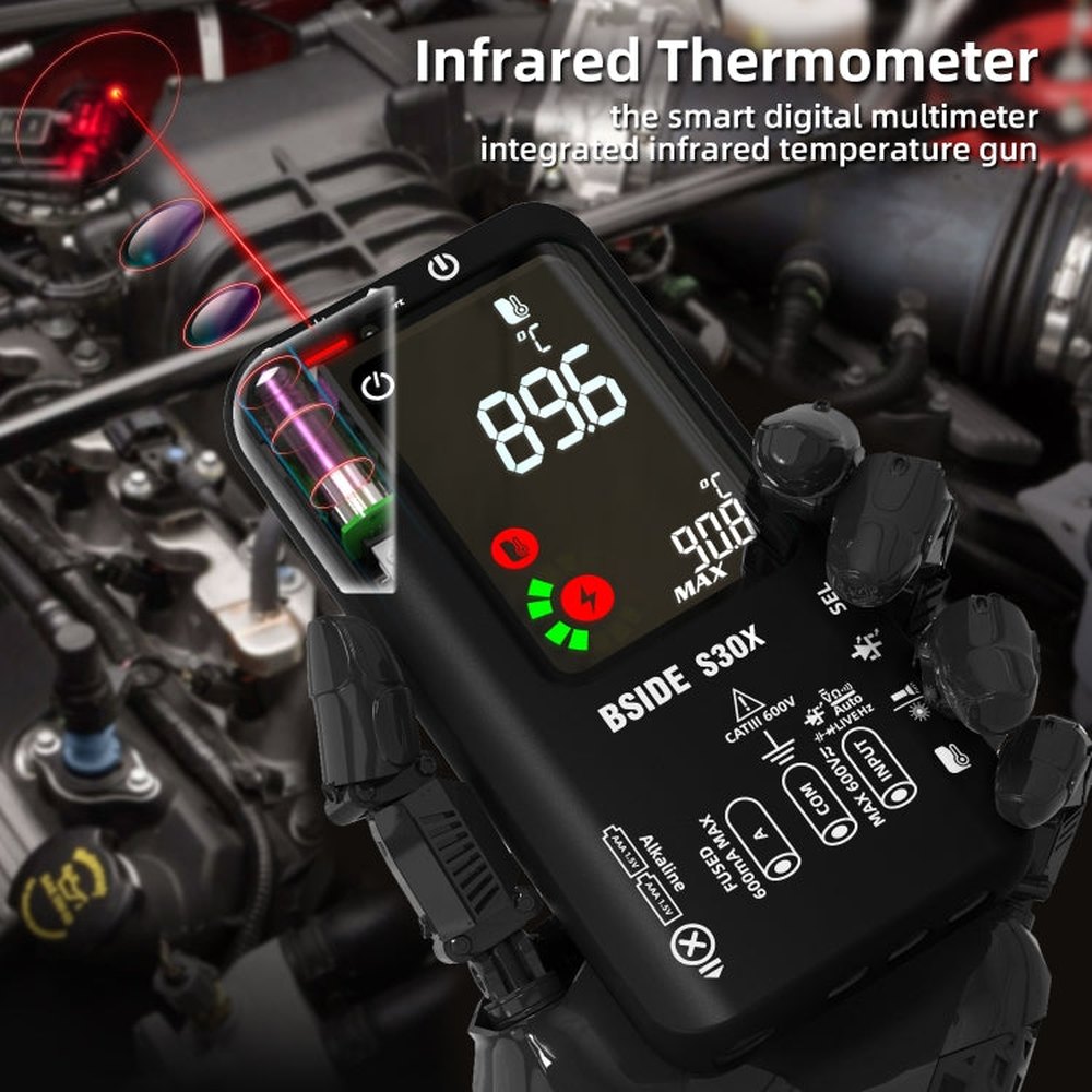 BSIDE S30X Smart Color Screen Infrared Temperature Measurement Multimeter, S30X (Black)
