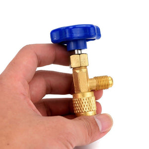 Blue Metal Valve Bottle Opener 1/4 SAE Connector Dispensing Refrigerant Valve Bottle Openers for R22 R134a R410A, Blue Metal Valve Bottle - laboratorydeal