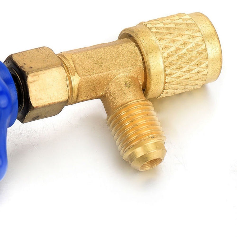 Blue Metal Valve Bottle Opener 1/4 SAE Connector Dispensing Refrigerant Valve Bottle Openers for R22 R134a R410A, Blue Metal Valve Bottle - laboratorydeal