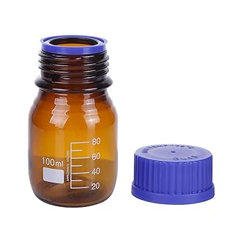 Borosilicate Reagent Bottle 100ml with Screw Cap - Amber Color
