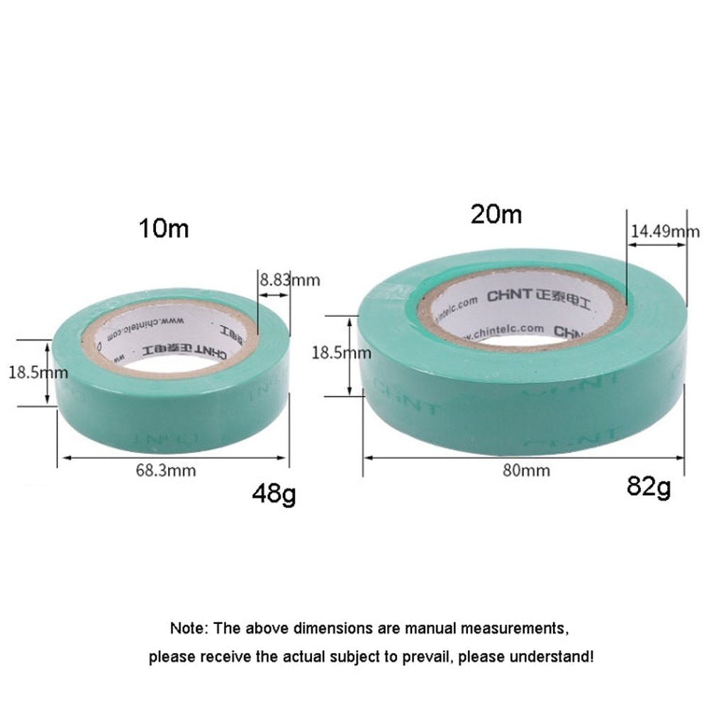 CHINT Electrical Tape Waterproof PVC Wire Insulation Tapes, 10m Blue, 10m Black, 10m White, 20m Blue, 20m Black, 20m White - laboratorydeal