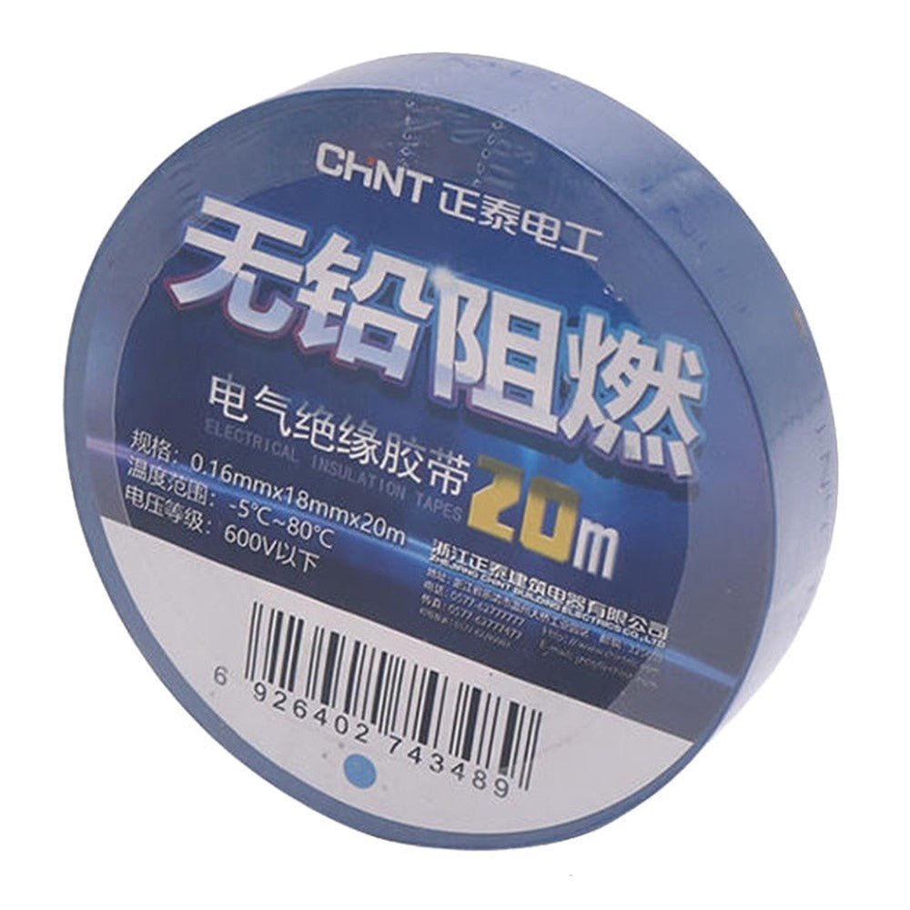 CHINT Electrical Tape Waterproof PVC Wire Insulation Tapes, 10m Blue, 10m Black, 10m White, 20m Blue, 20m Black, 20m White - laboratorydeal