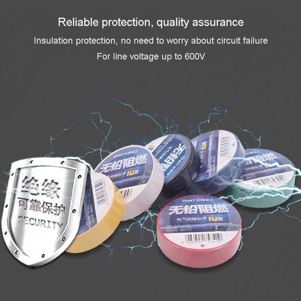 CHINT Electrical Tape Waterproof PVC Wire Insulation Tapes, 10m Blue, 10m Black, 10m White, 20m Blue, 20m Black, 20m White - laboratorydeal