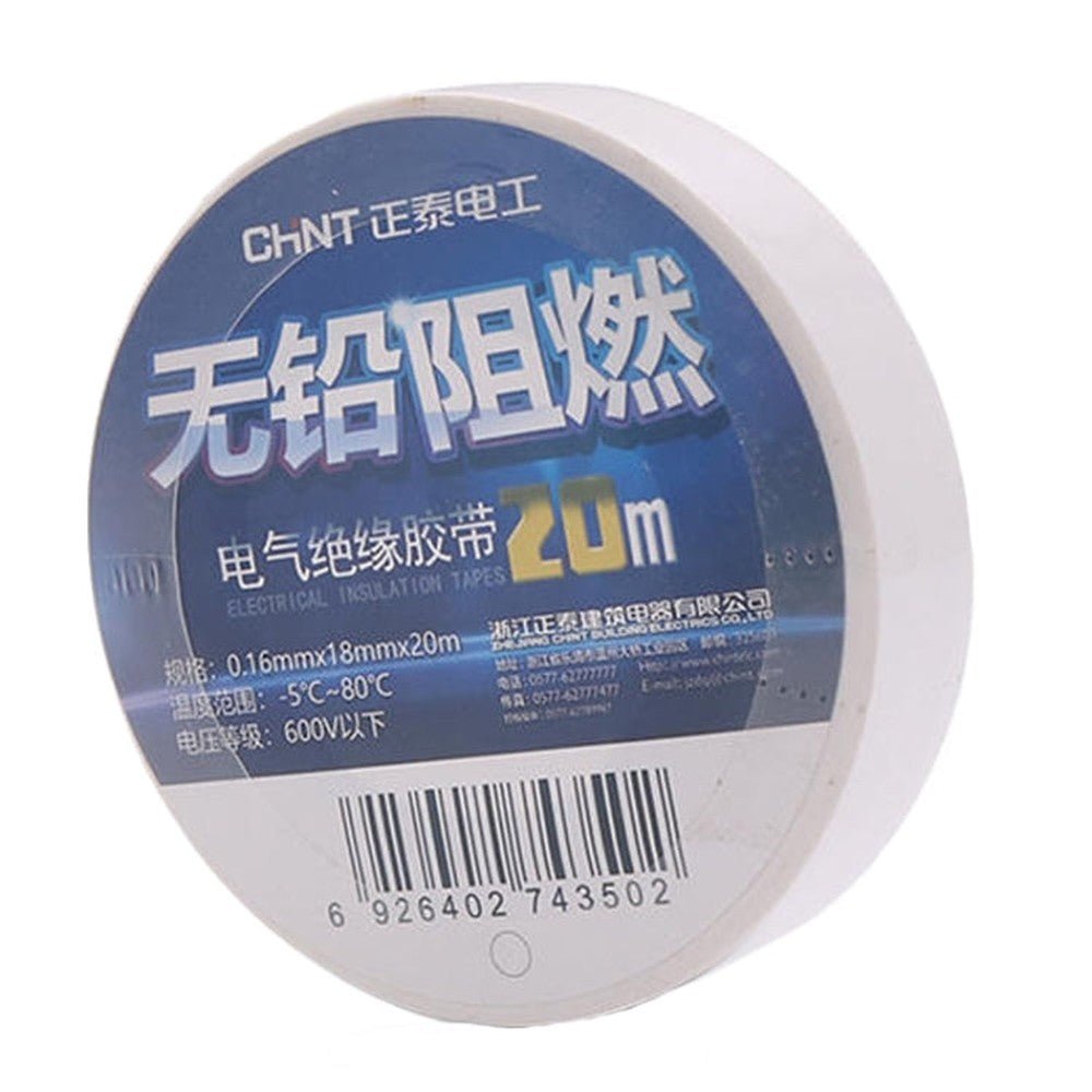 CHINT Electrical Tape Waterproof PVC Wire Insulation Tapes, 10m Blue, 10m Black, 10m White, 20m Blue, 20m Black, 20m White - laboratorydeal