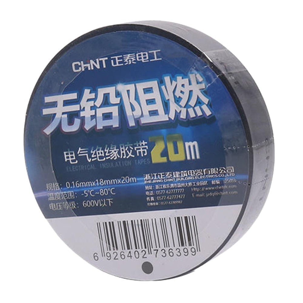 CHINT Electrical Tape Waterproof PVC Wire Insulation Tapes, 10m Blue, 10m Black, 10m White, 20m Blue, 20m Black, 20m White - laboratorydeal