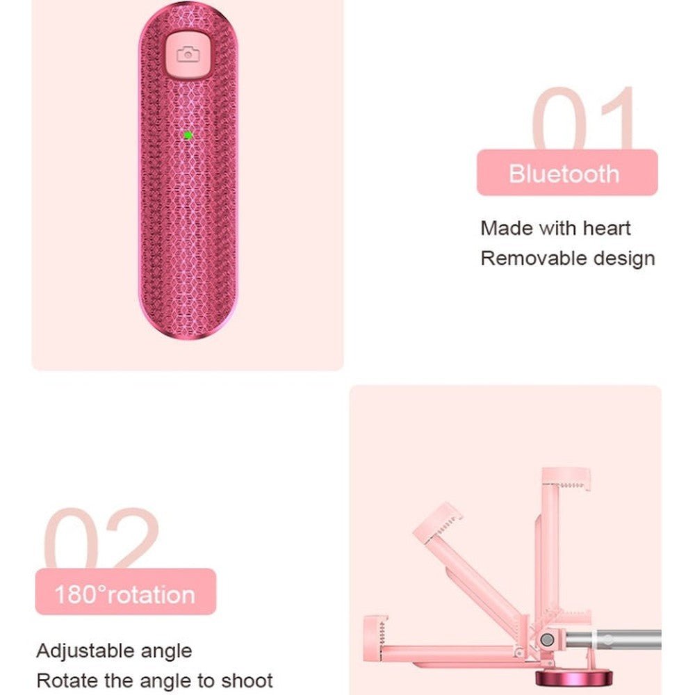 CYKE N - MY Integrated Tripod Bluetooth Live Selfie Stick, Black, Pink - laboratorydeal